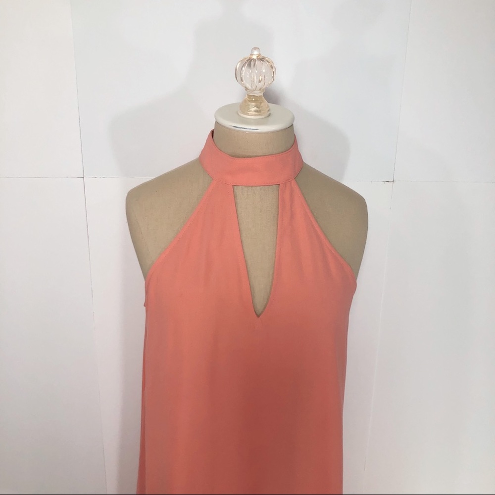NWT Leith Pink High Collar V Neck Mini Sleeveless Dress Nordstrom Size XS - Picture 5 of 13